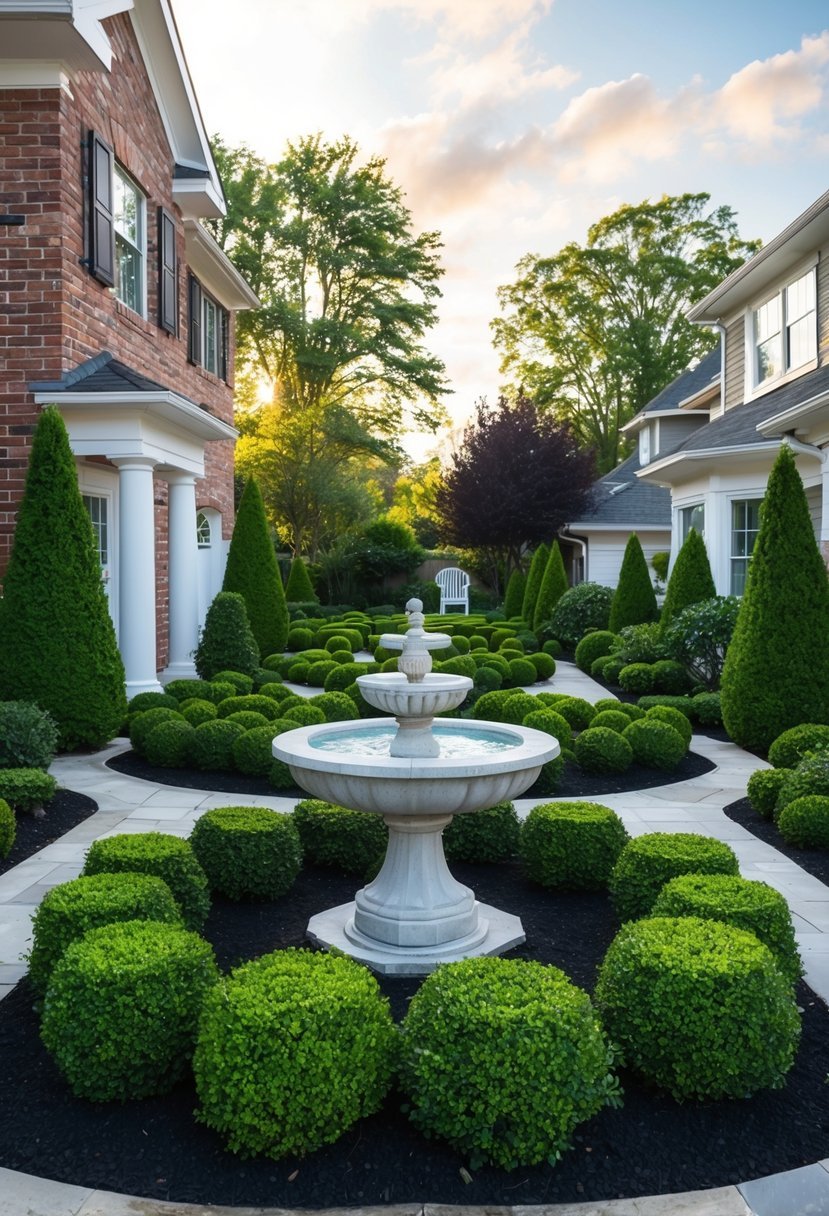 Boxwood and Fountain Features 1