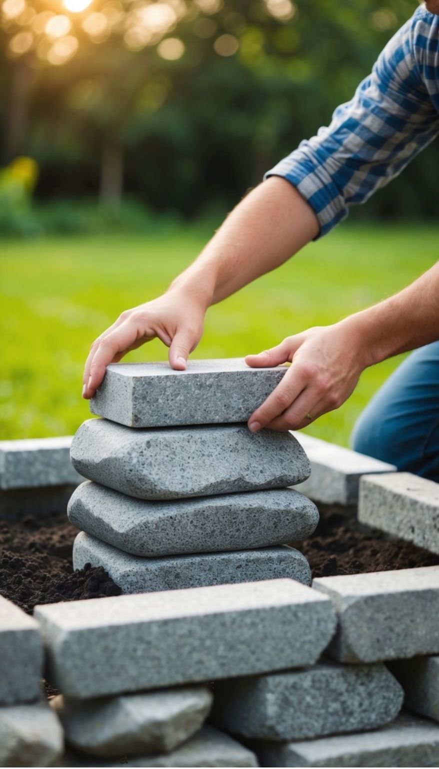 Build Raised Garden Bed Using Quarry Stones