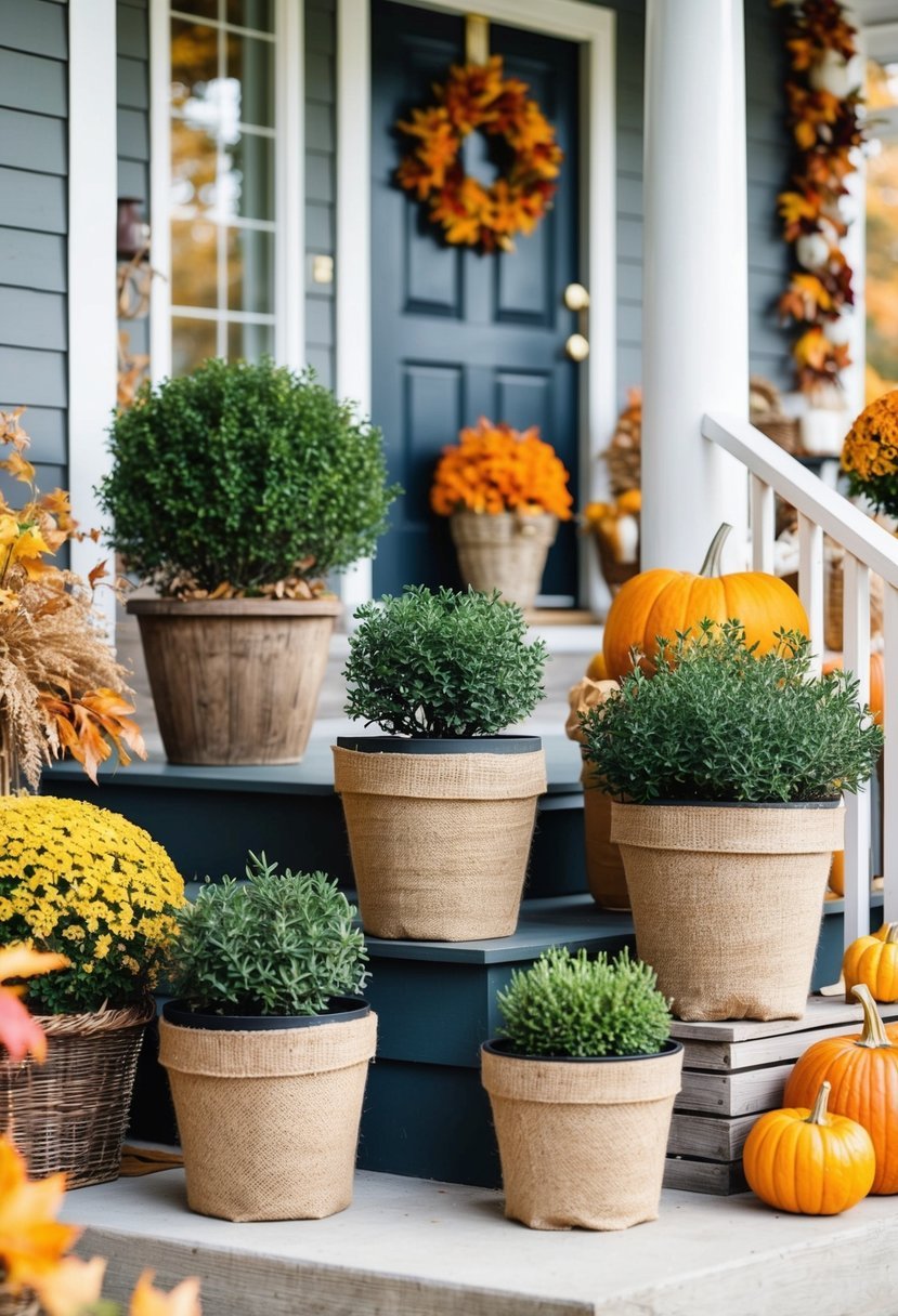 Burlap wrapped Potted Plants