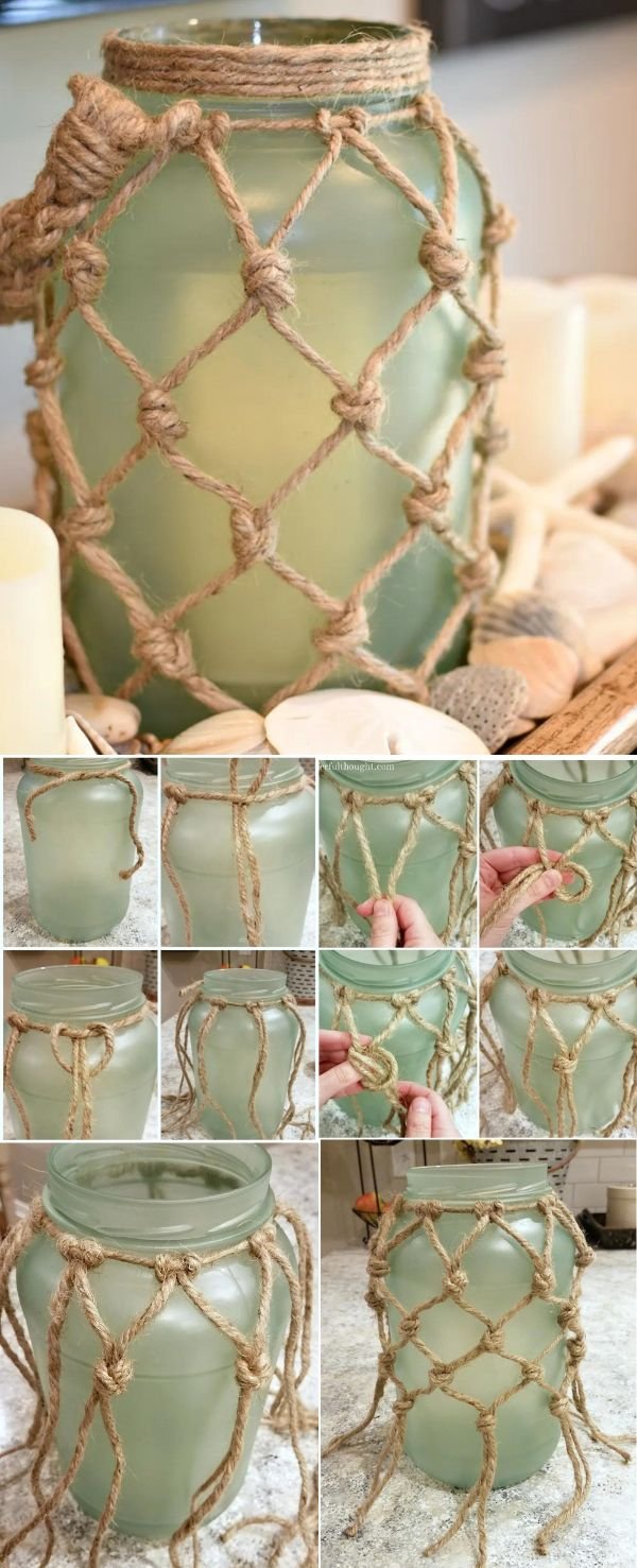 Coastal Look Rope Mason Jar Lanterns