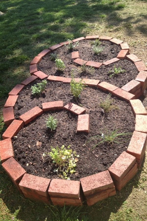 Create Spiral Herb Garden Bed From Bricks