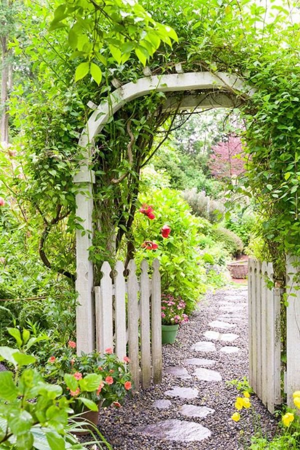 Garden Gate with Stone Arch