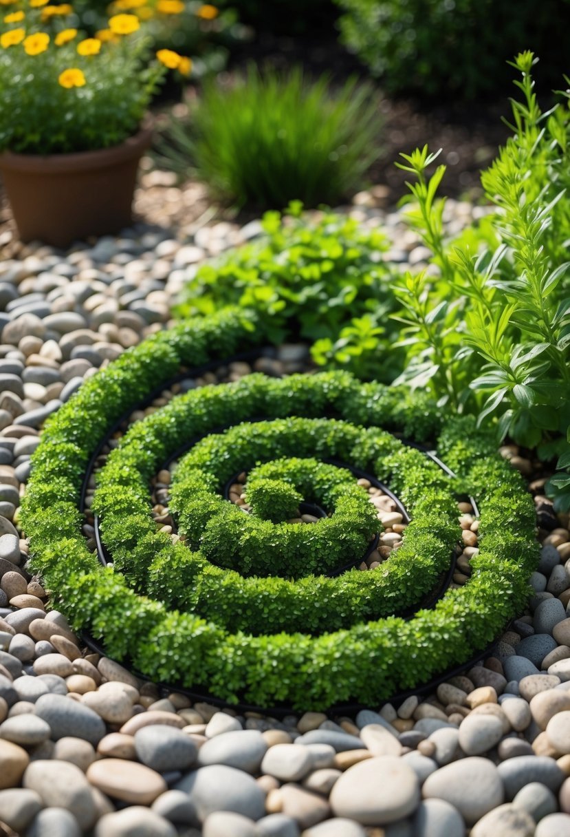 Herb Spiral with Pebbles