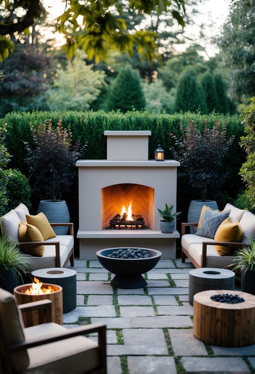 Outdoor Fireplace with Seating Area