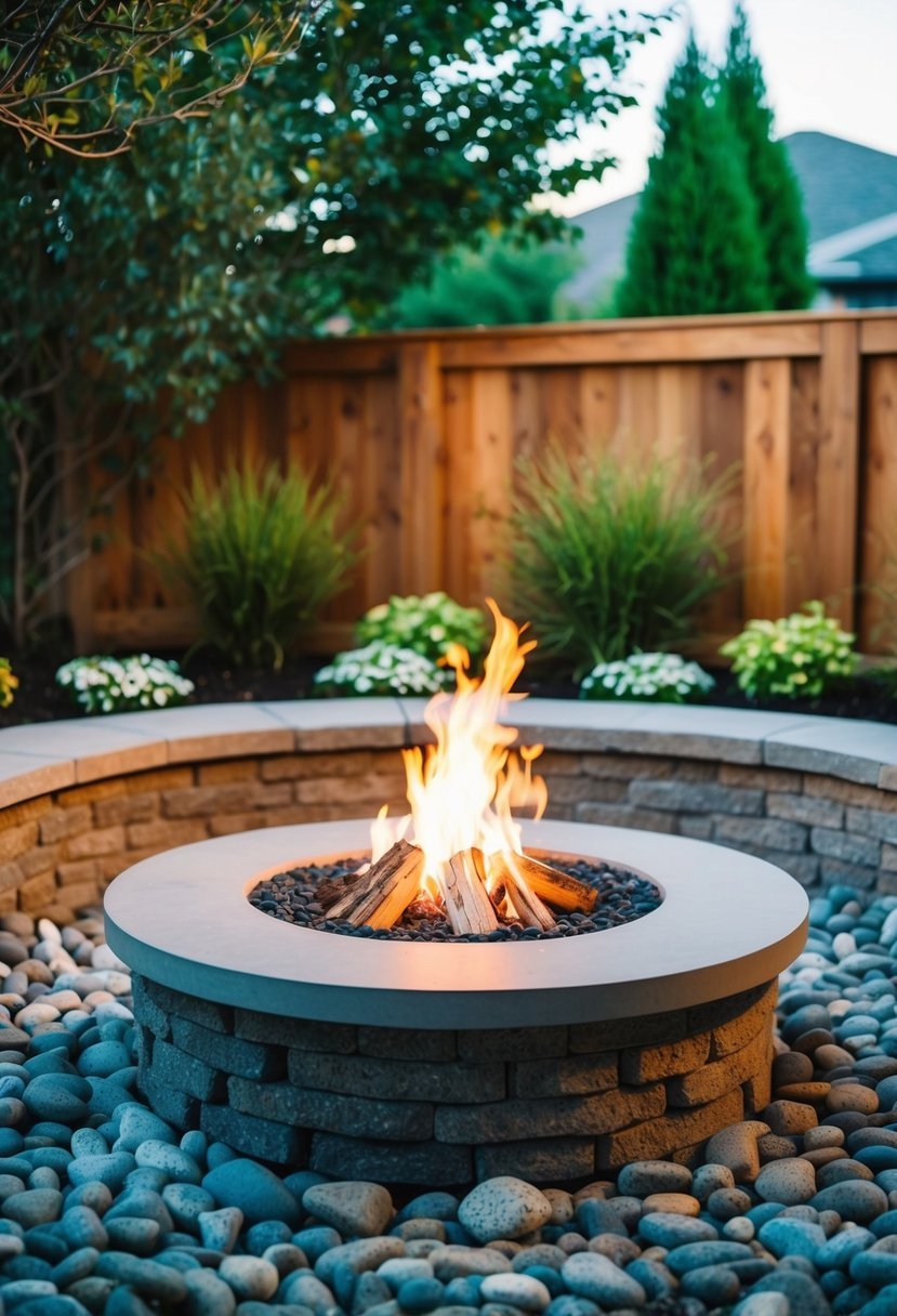 Pebble Fire Pit Area