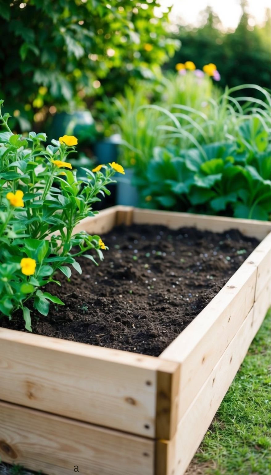 Raised Garden Bed Using Wooden Planks