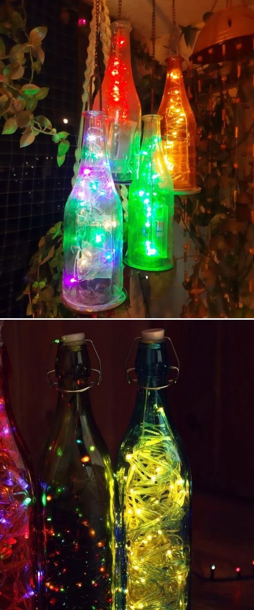 Repurposed Bottle With Fairy Lights