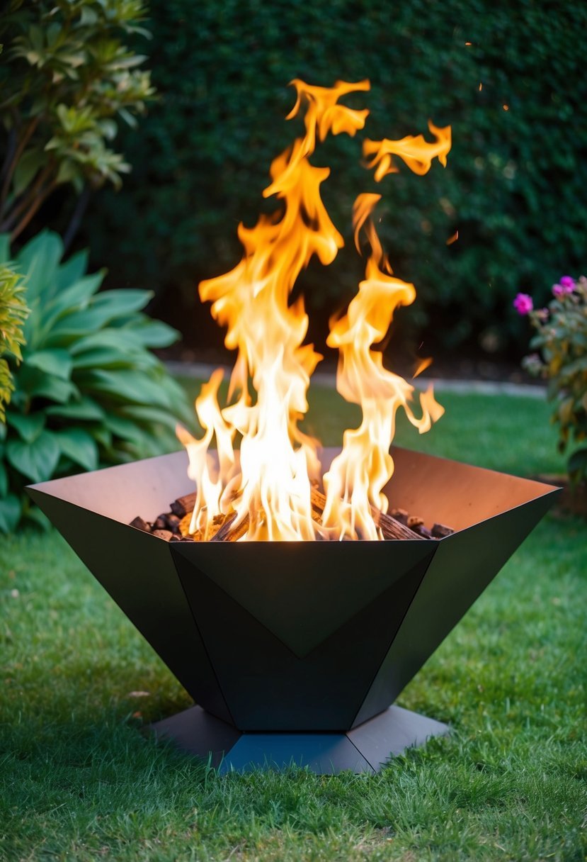 Steel Fire Pit with Geometric Design