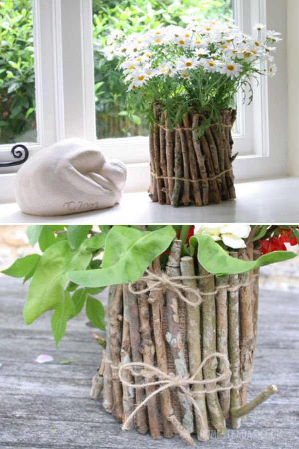 Upcycled Twig Planters