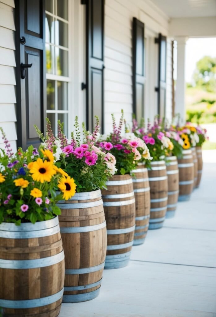 3 Rustic Wooden Barrels