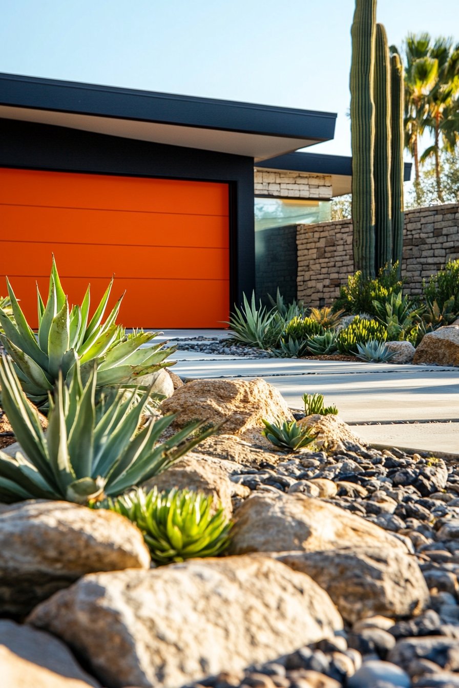  Combine Succulents and River Rocks for a Sleek Front Yard Design