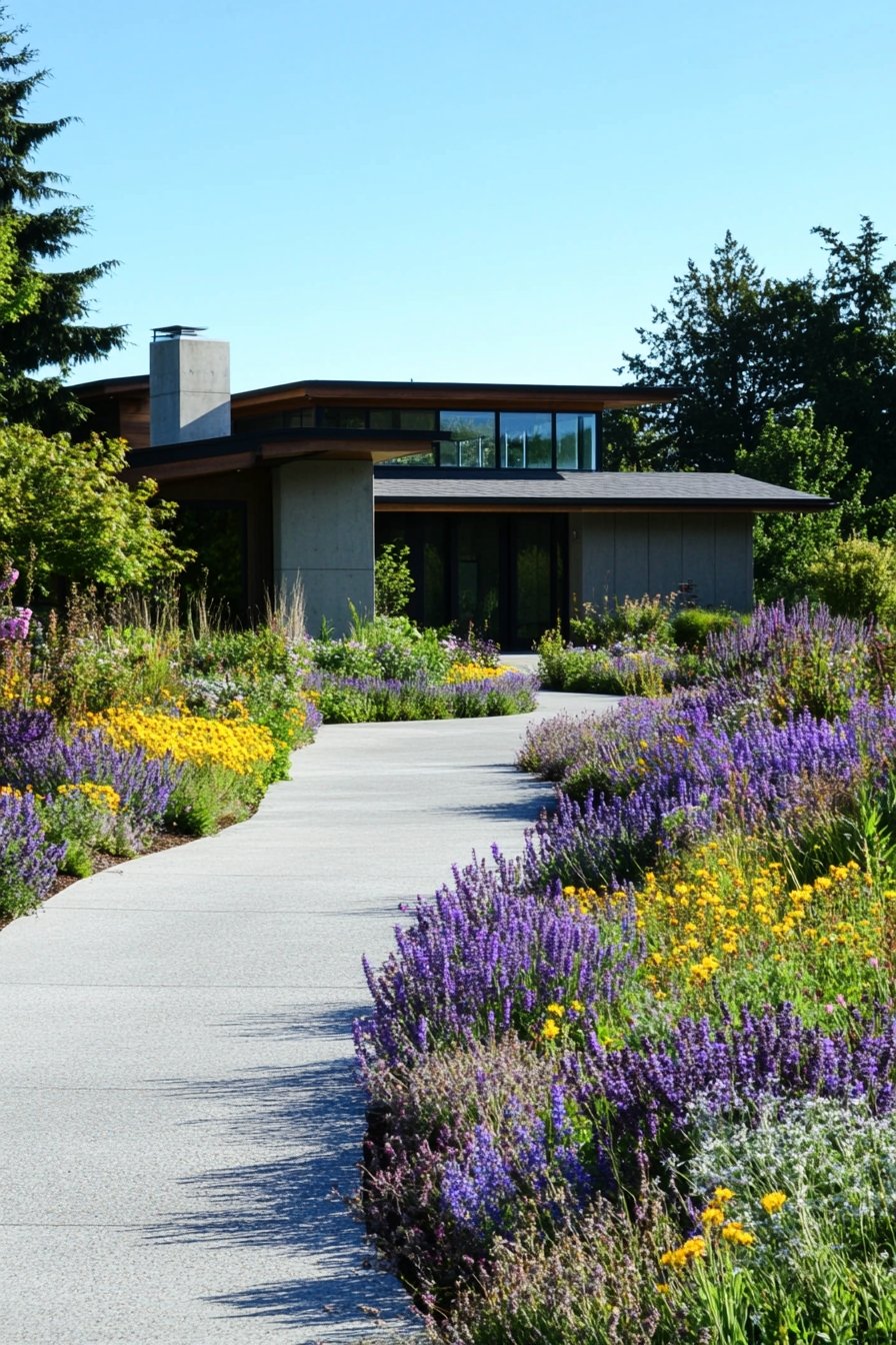 Line Your Walkway With Vibrant Wildflowers for a Modern Garden Aesthetic