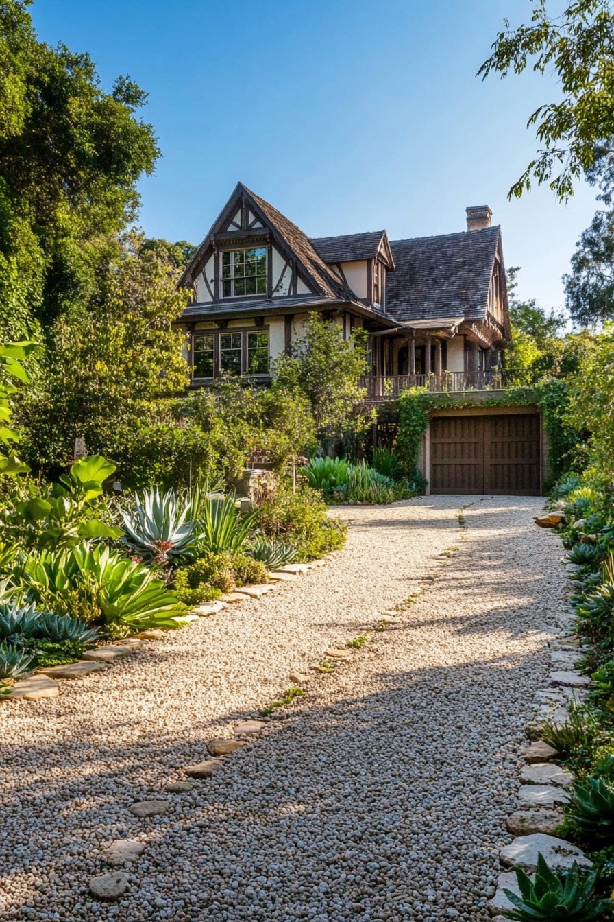  Embrace Rustic Charm With a Gravel Driveway and Succulent Borders