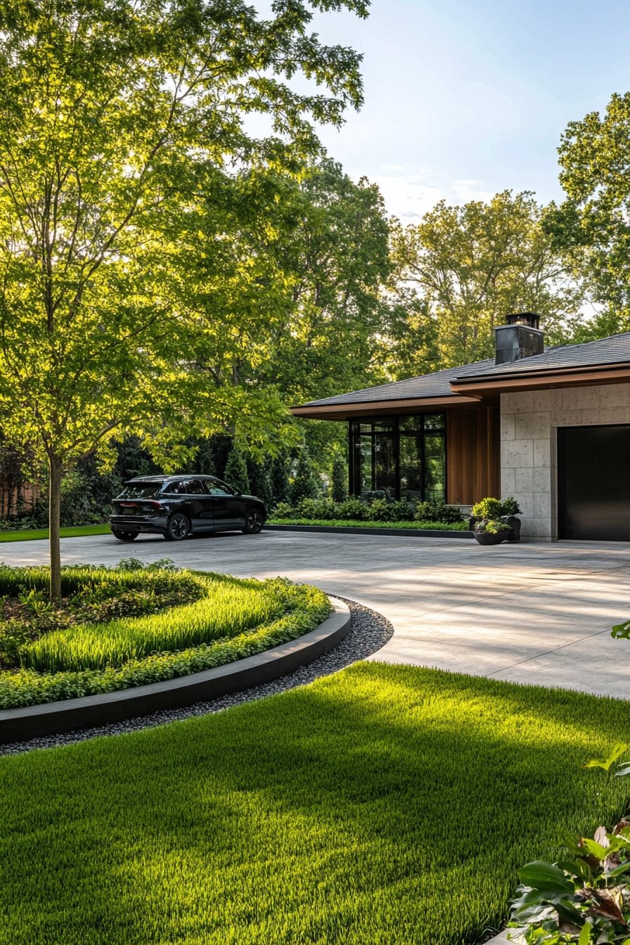 Design a Sleek Driveway With Modern Landscaping and Lush Greenery