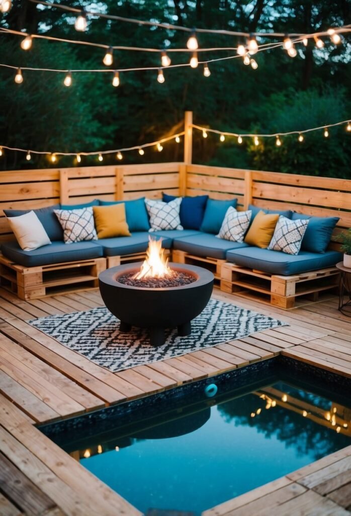 Incorporated Fire Pit Pallet Deck