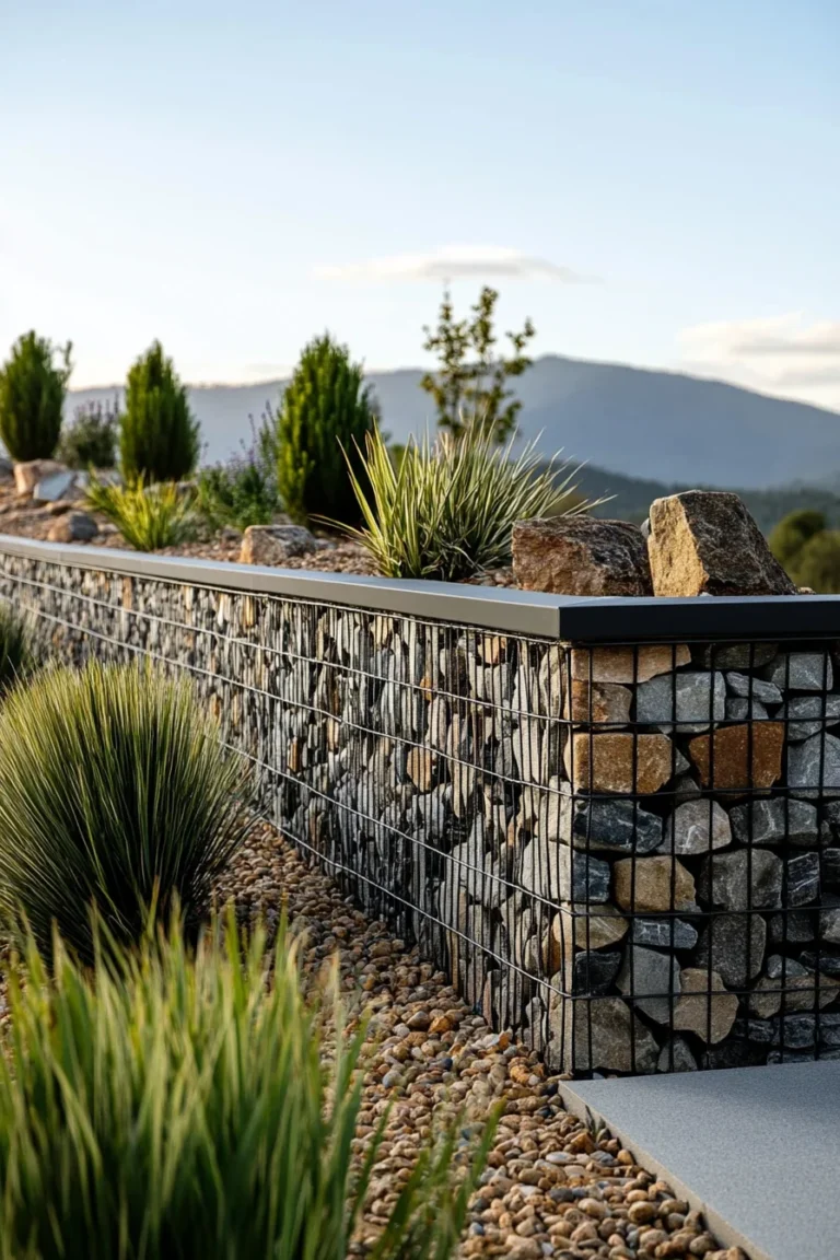 17+ Elegant Gabion Fence Ideas for a Chic Landscape