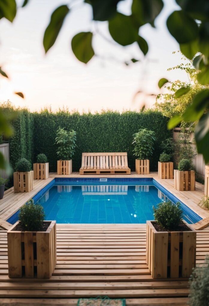 Pallet Pool Deck with Planters