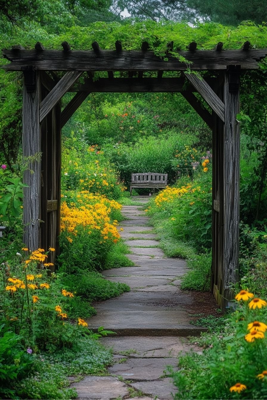 Stroll Through a Floral Framed Pathway to Serenity