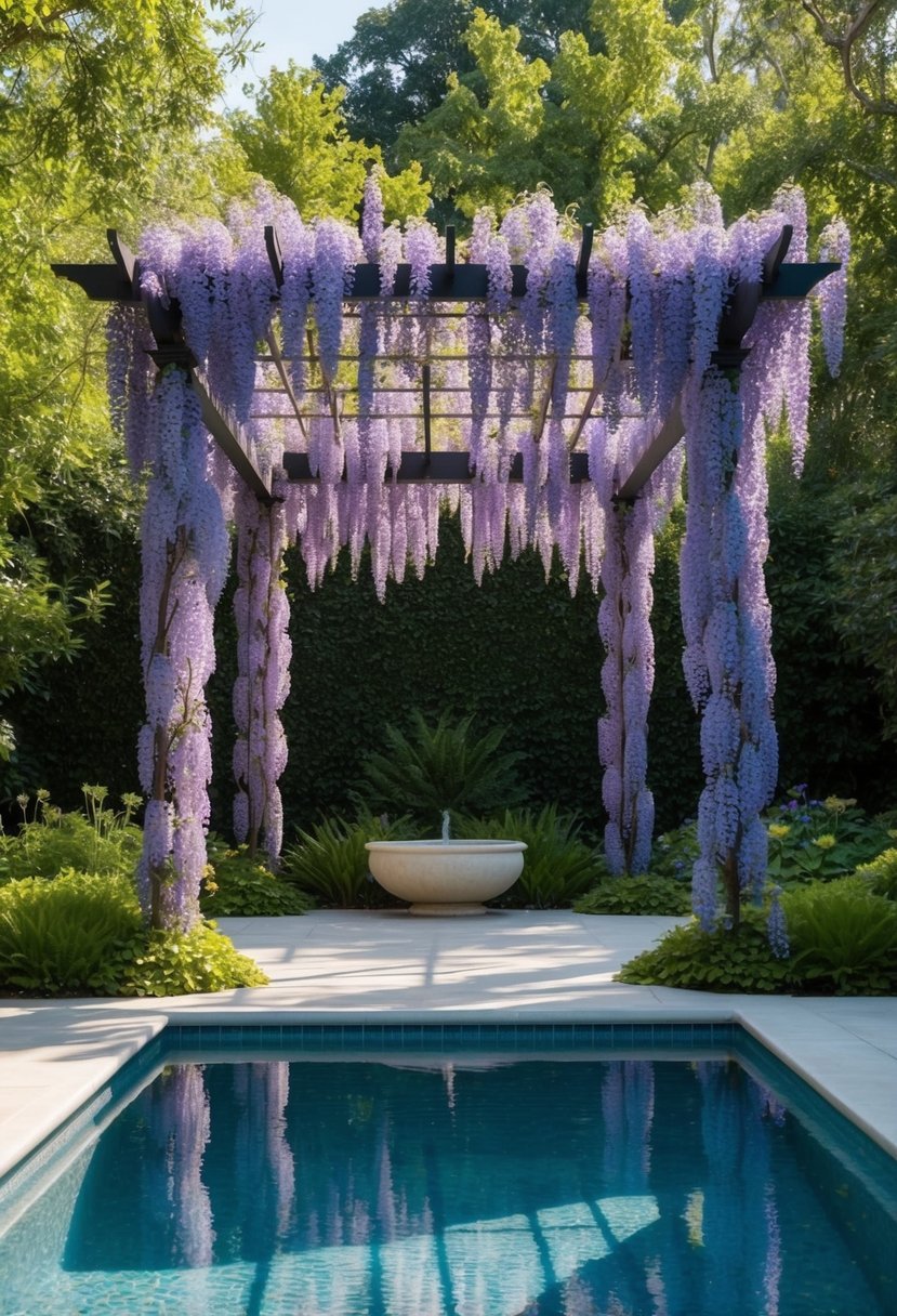 Wisteria Draped Trellis