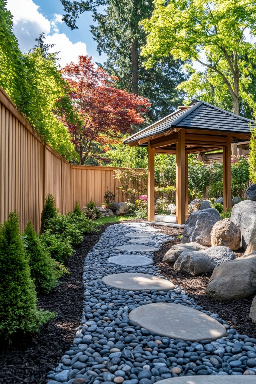 Zen Vibes with a Stone Pathway and Gazebo