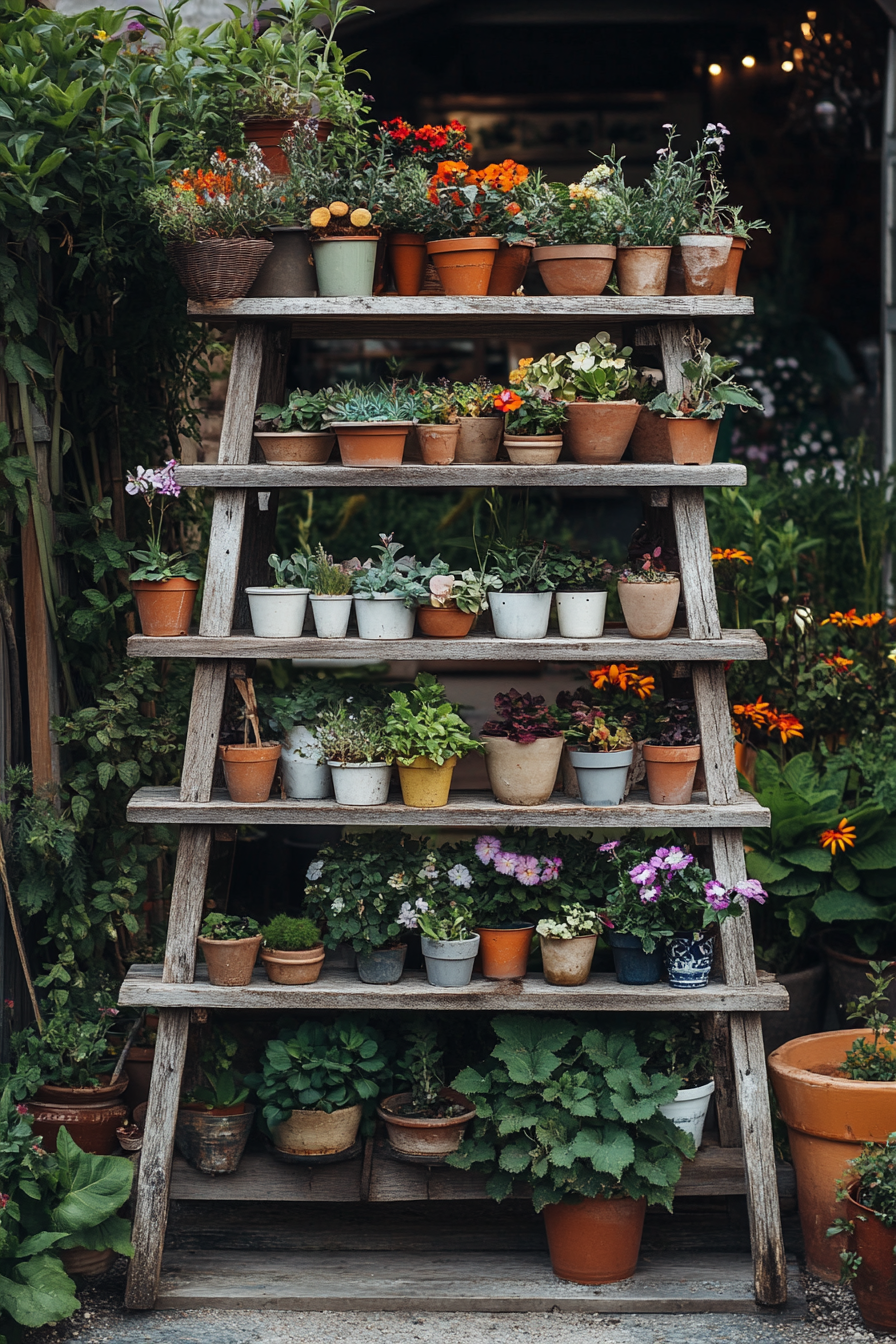 Craft a Rustic Ladder Plant Stand for a Charming Display"