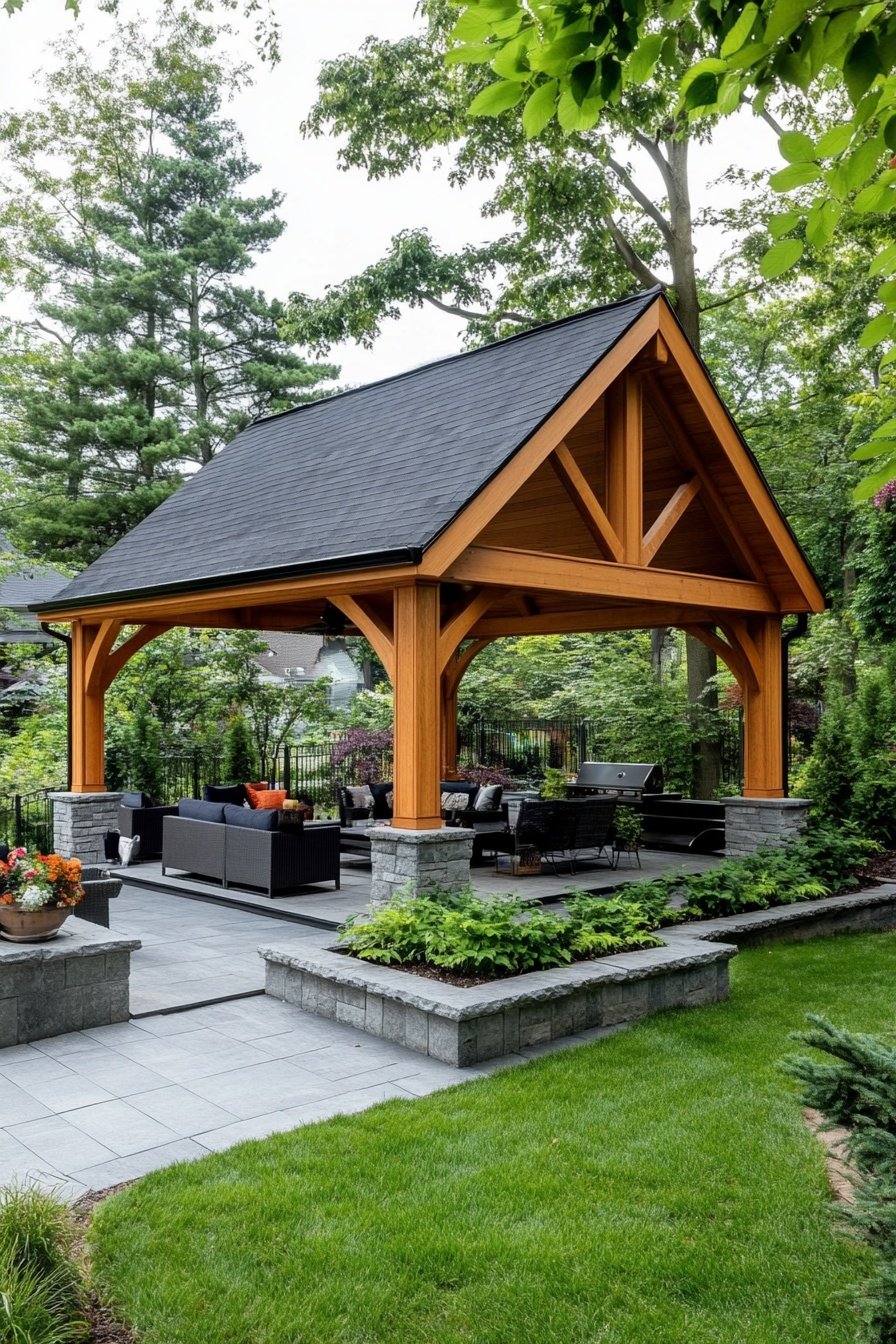 A_large_wooden_pavilion_with_a_black_roof_surrounde_14