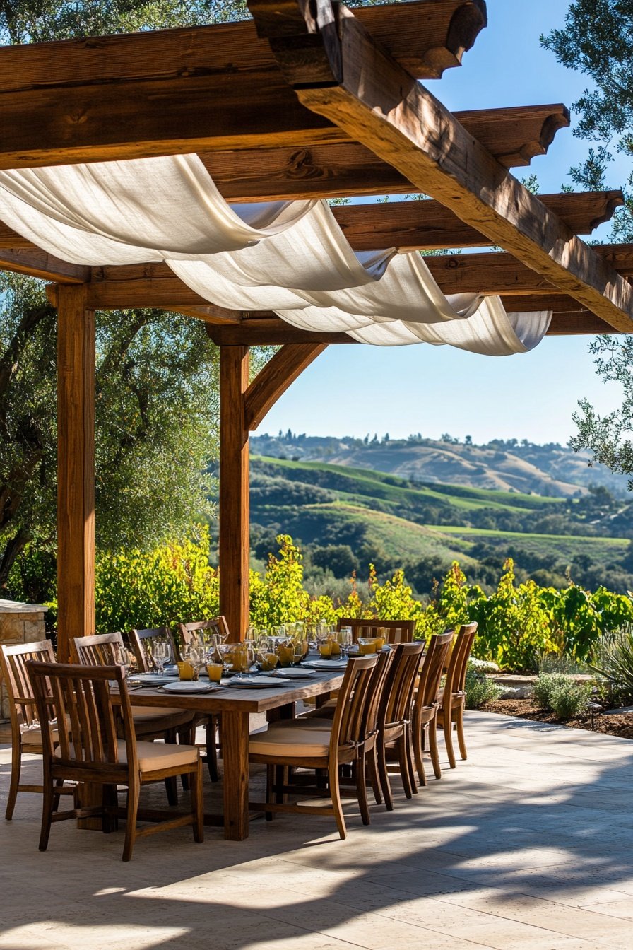 A_wooden_pergola_with_a_criss-crossing_fabric_canop_11