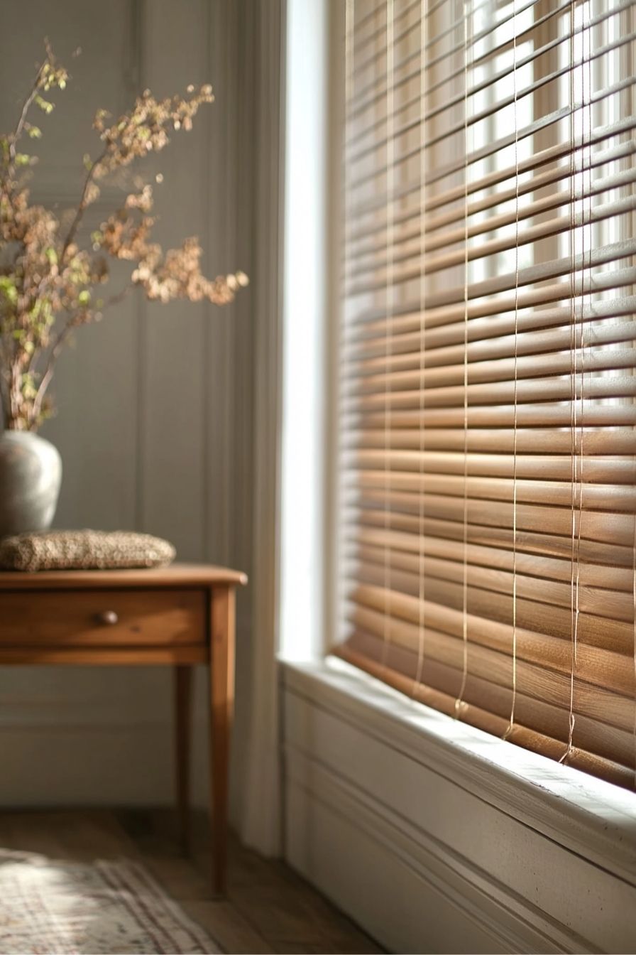 Add Wooden Blinds for Timeless Balcony Privacy