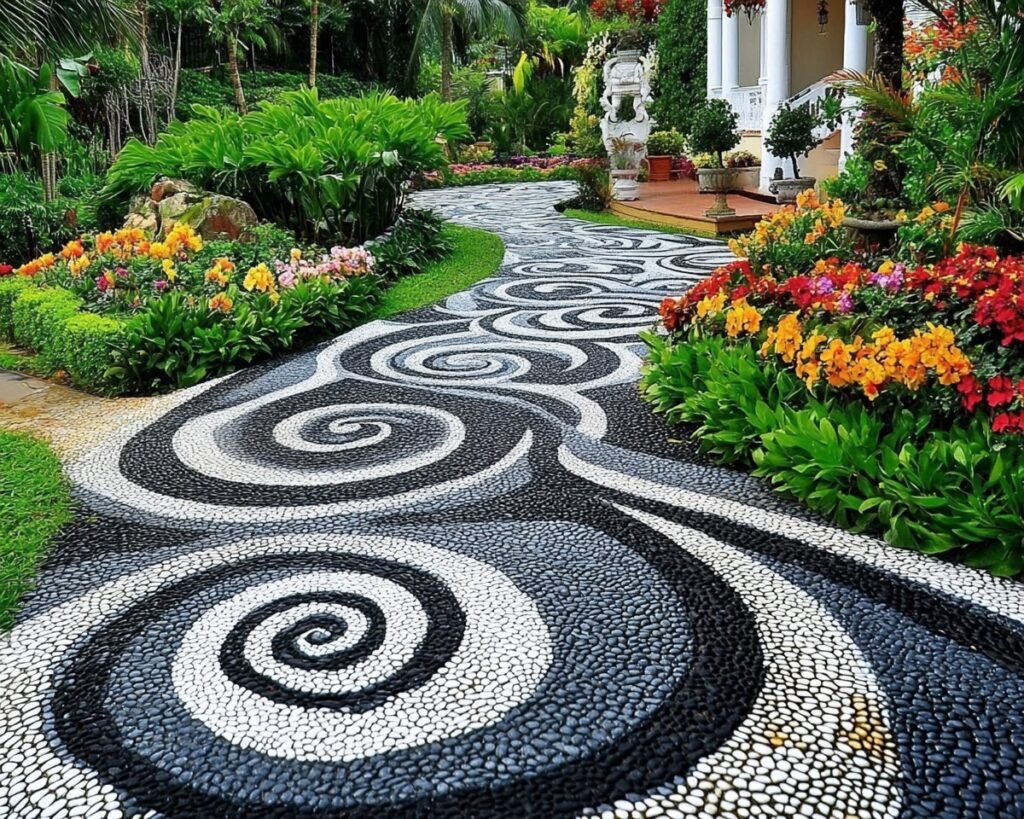 Artistic Pebble Mosaic Pathway