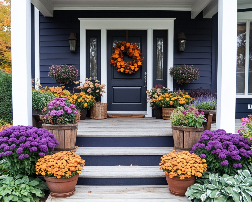 Autumn Elegance on a Navy Porch