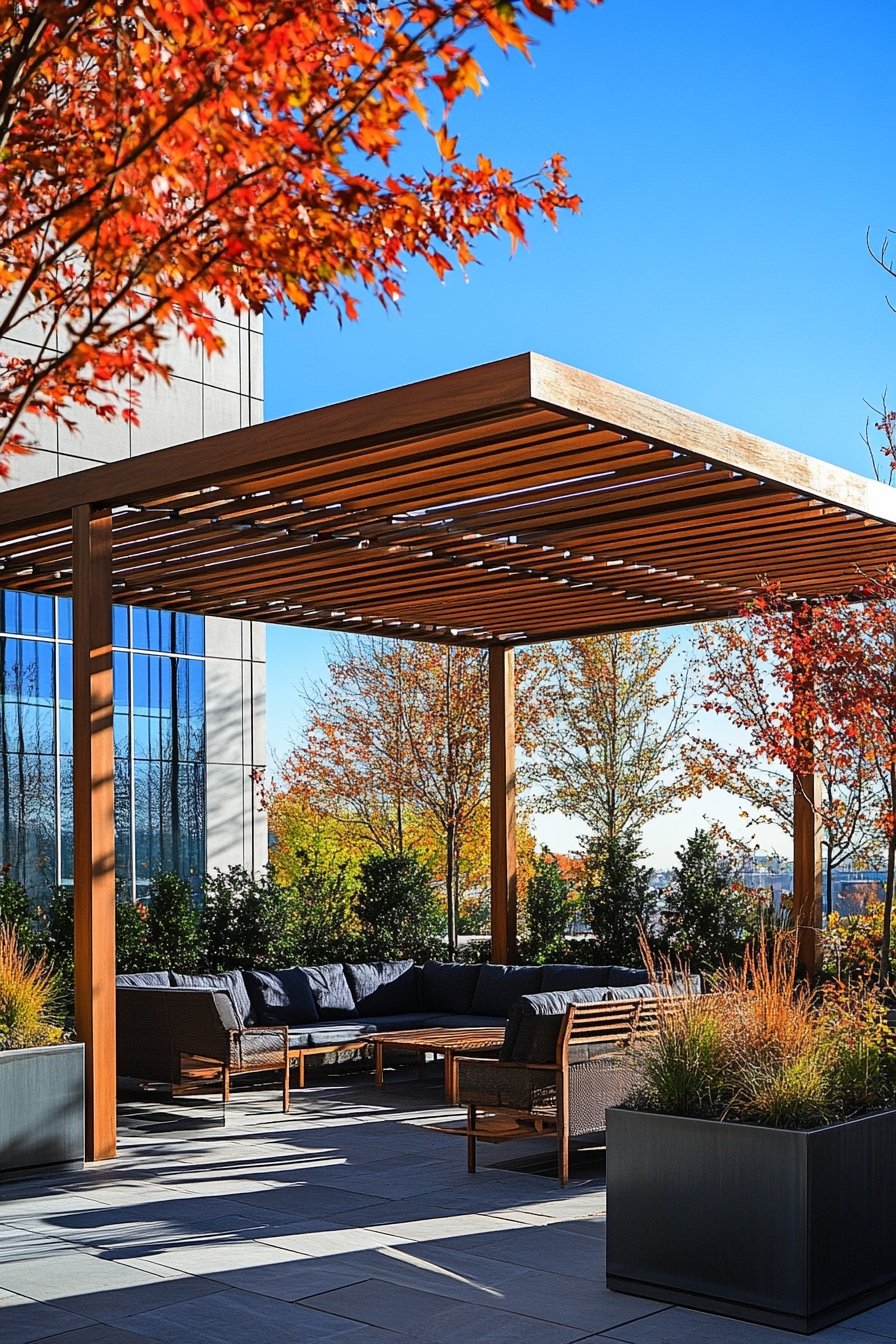 Autumn Elegance with a Wooden Pergola