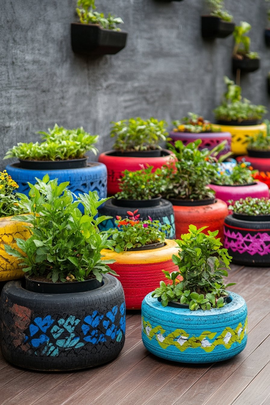 Brighten Your Backyard with Upcycled Tire Planters