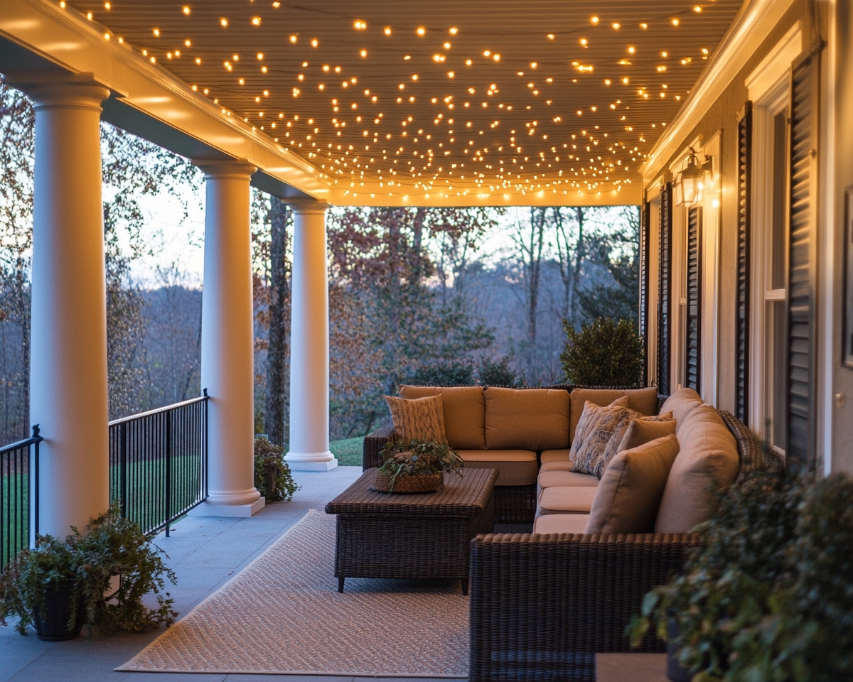 Build A Cozy Ambience With String Lights on the Porch Ceiling