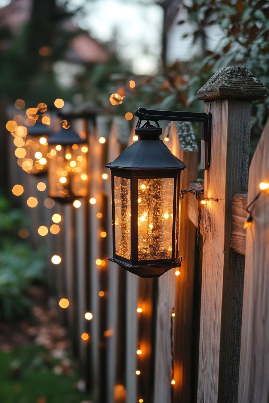 Build A Outdoor String Lighting Ideas for Fence Accents