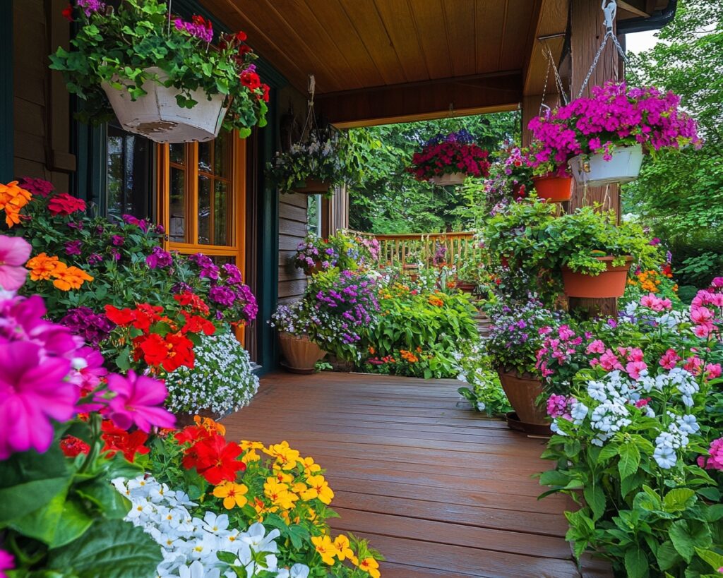 Fill Your Porch with Cascading Flower Pots and Lush Hangers