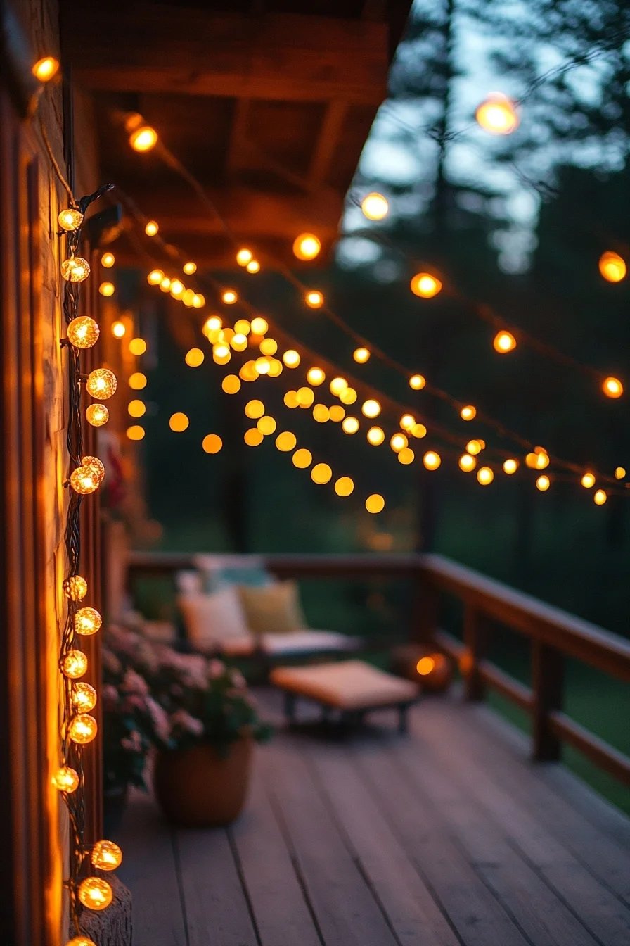 Cozy Deck Ambiance with Hanging Globe String Lights