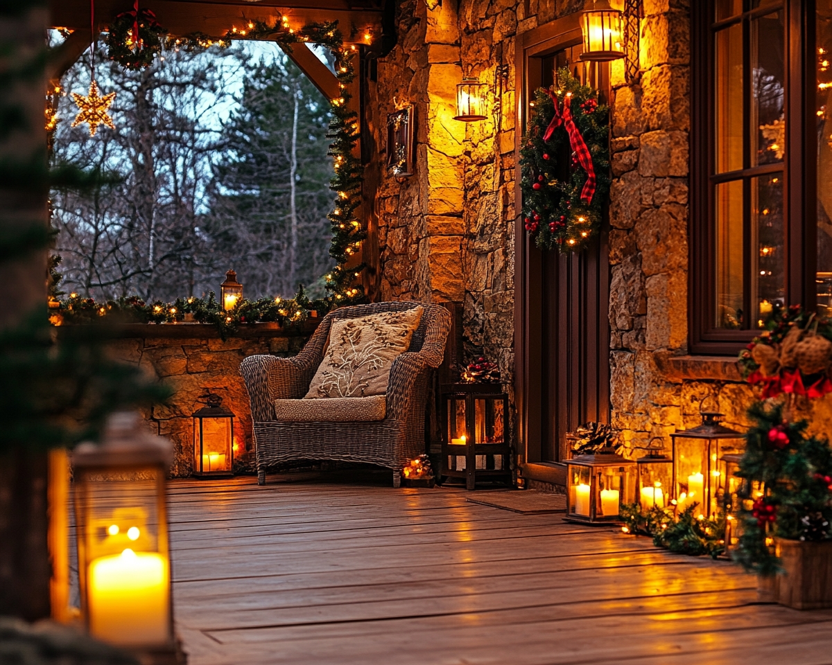 Cozy Lantern Lighting for a Rustic Holiday Porch