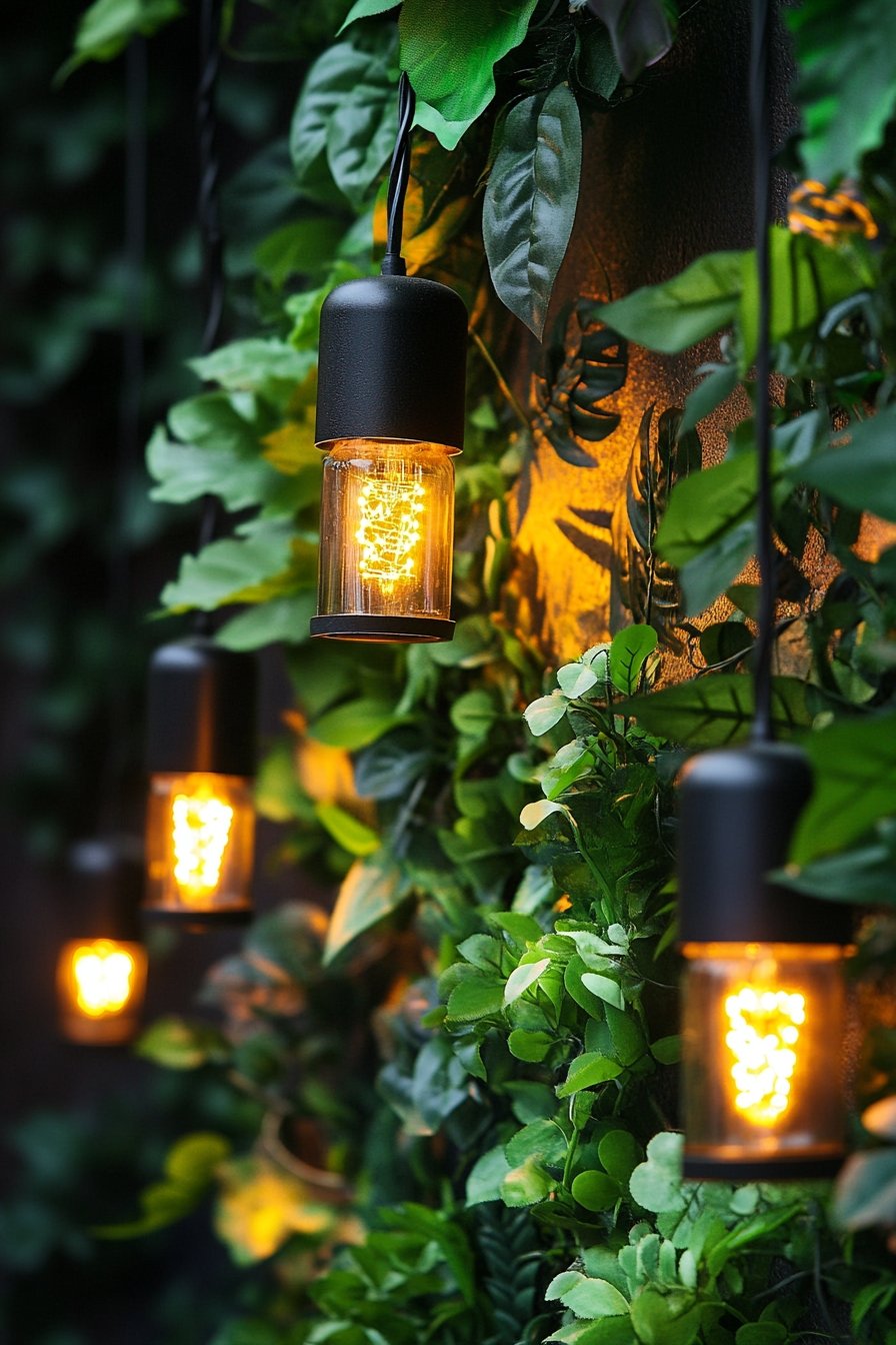 Create a Lush Vertical Garden with String Pendant Lights