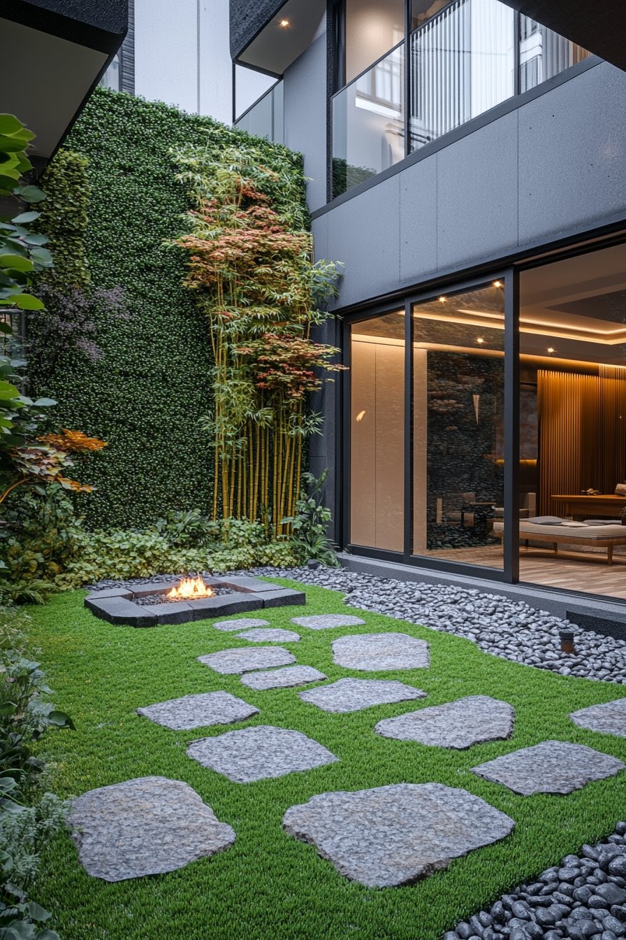 Create a Modern Zen Garden with a Fire Pit in the Centerpiece