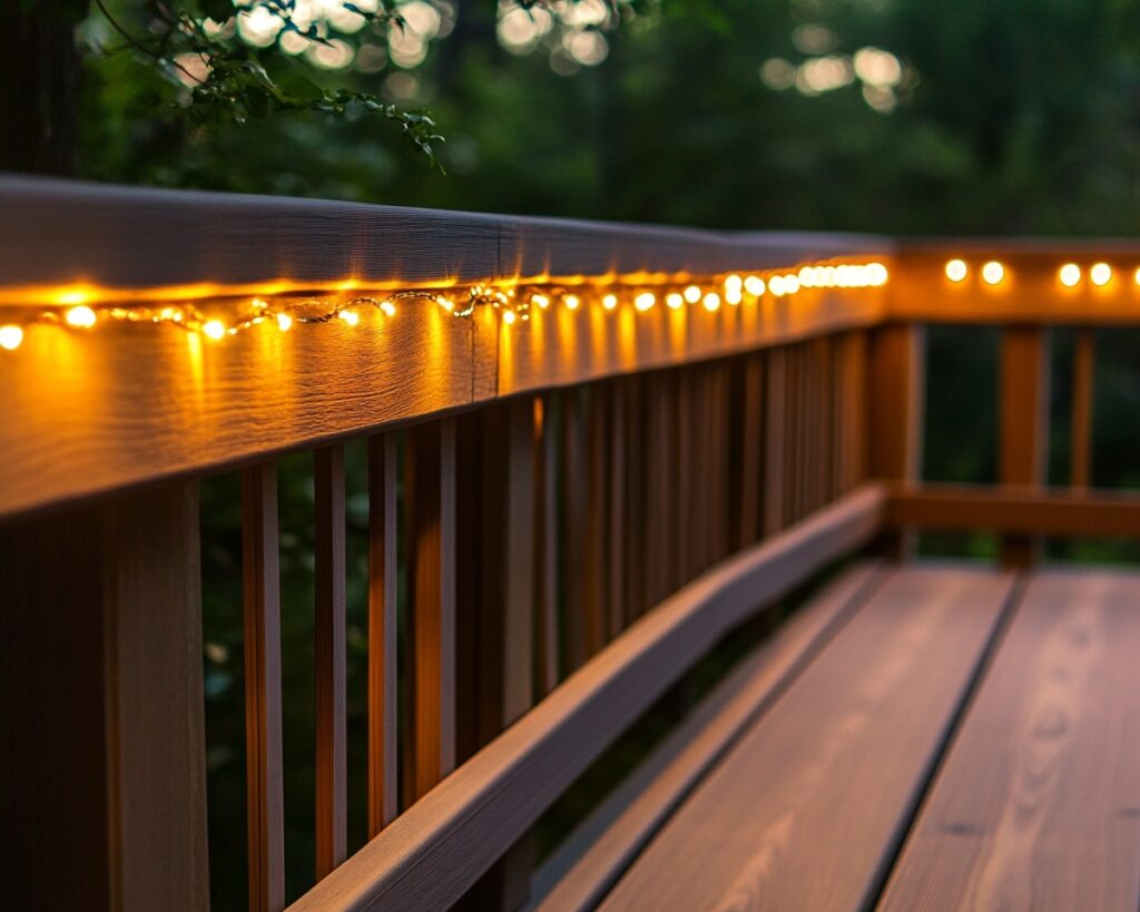 Deck Railing with Cozy String Light Accents