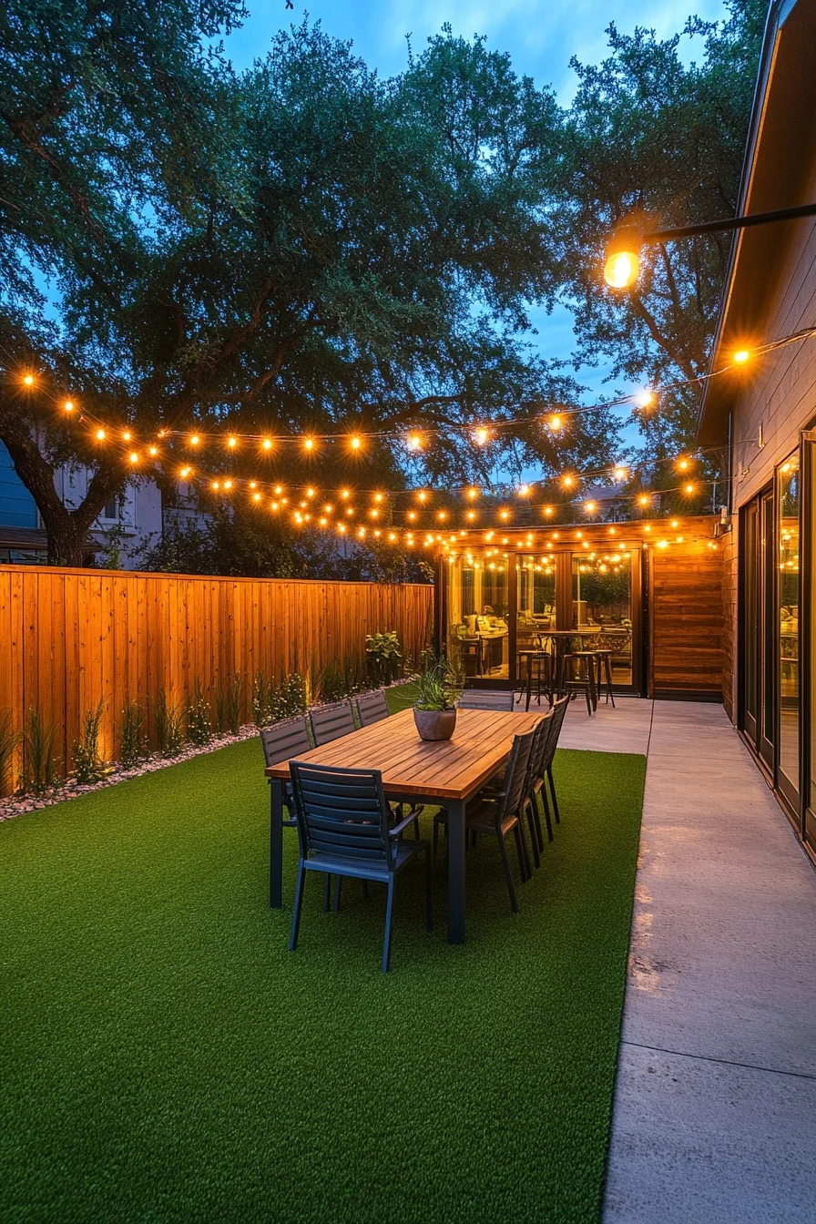 Decorate your dining table beautifully with string lighting.