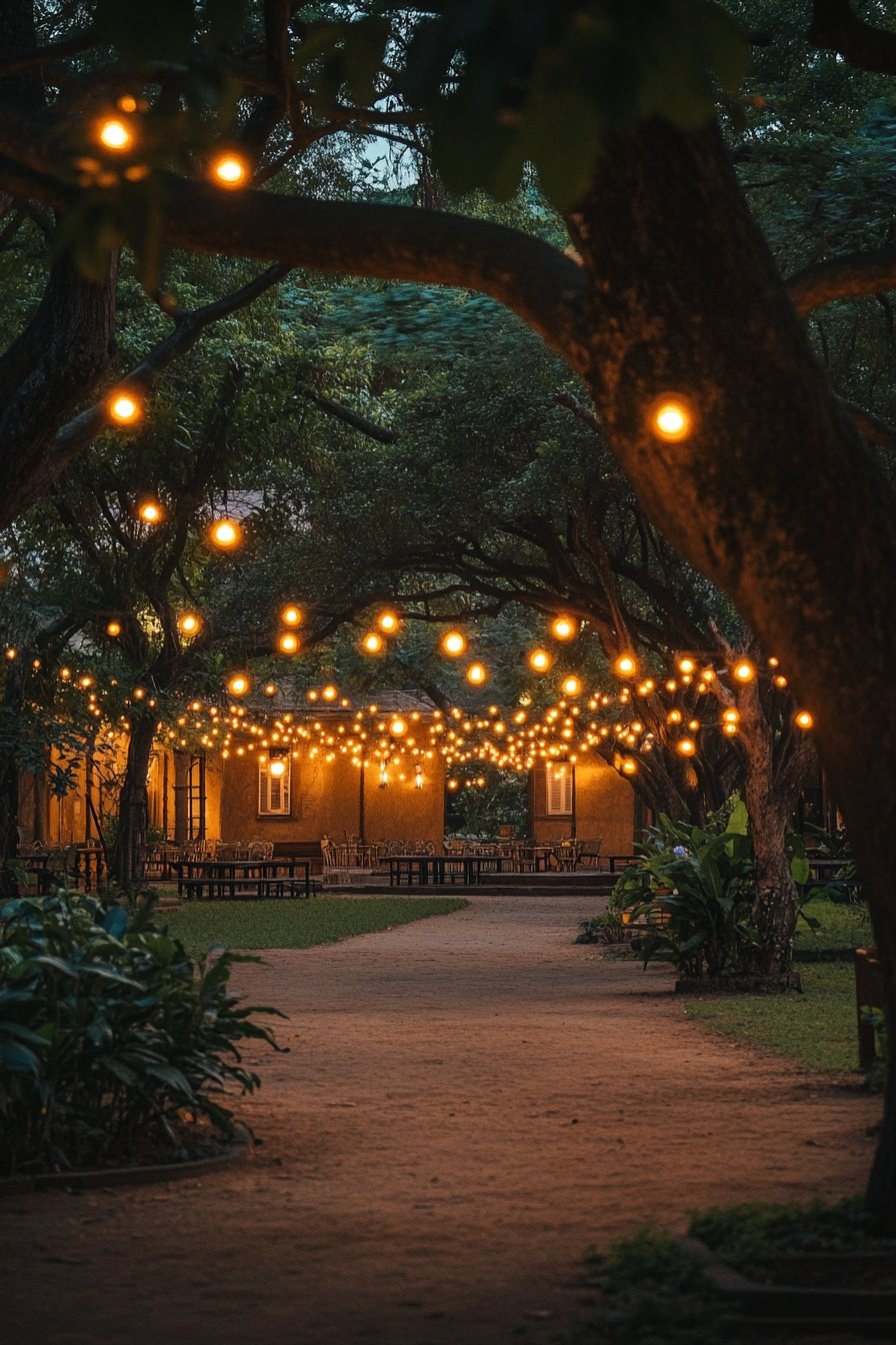 Drape String Lights Across Tree Canopies for a Magical Pathway