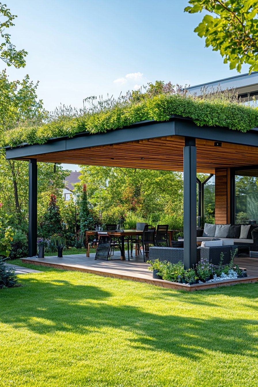 Eco-Friendly Pergola with a Living Green Roof