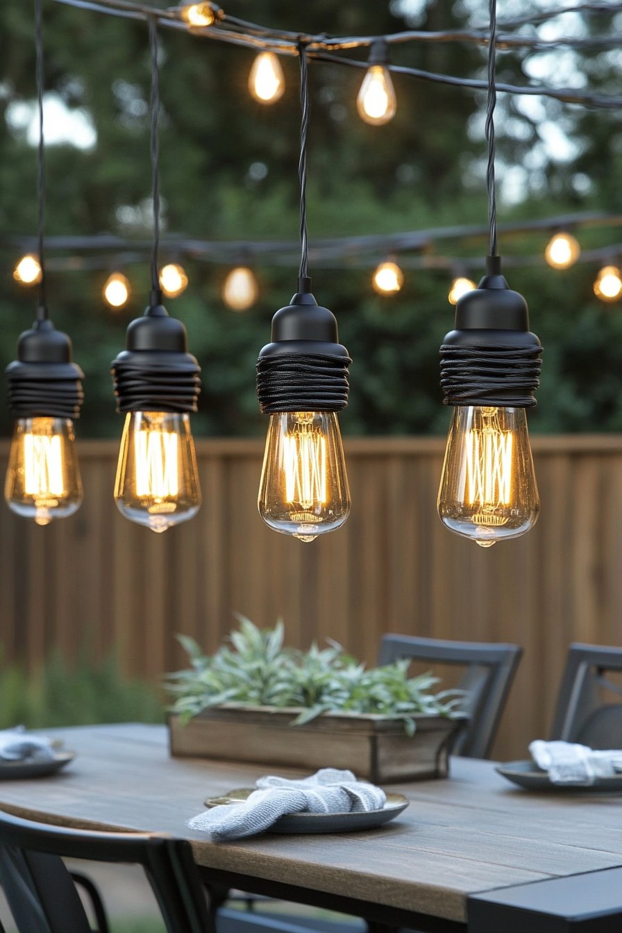 Elevate Your Outdoor Dining Area with Hanging Edison Bulb String Lights