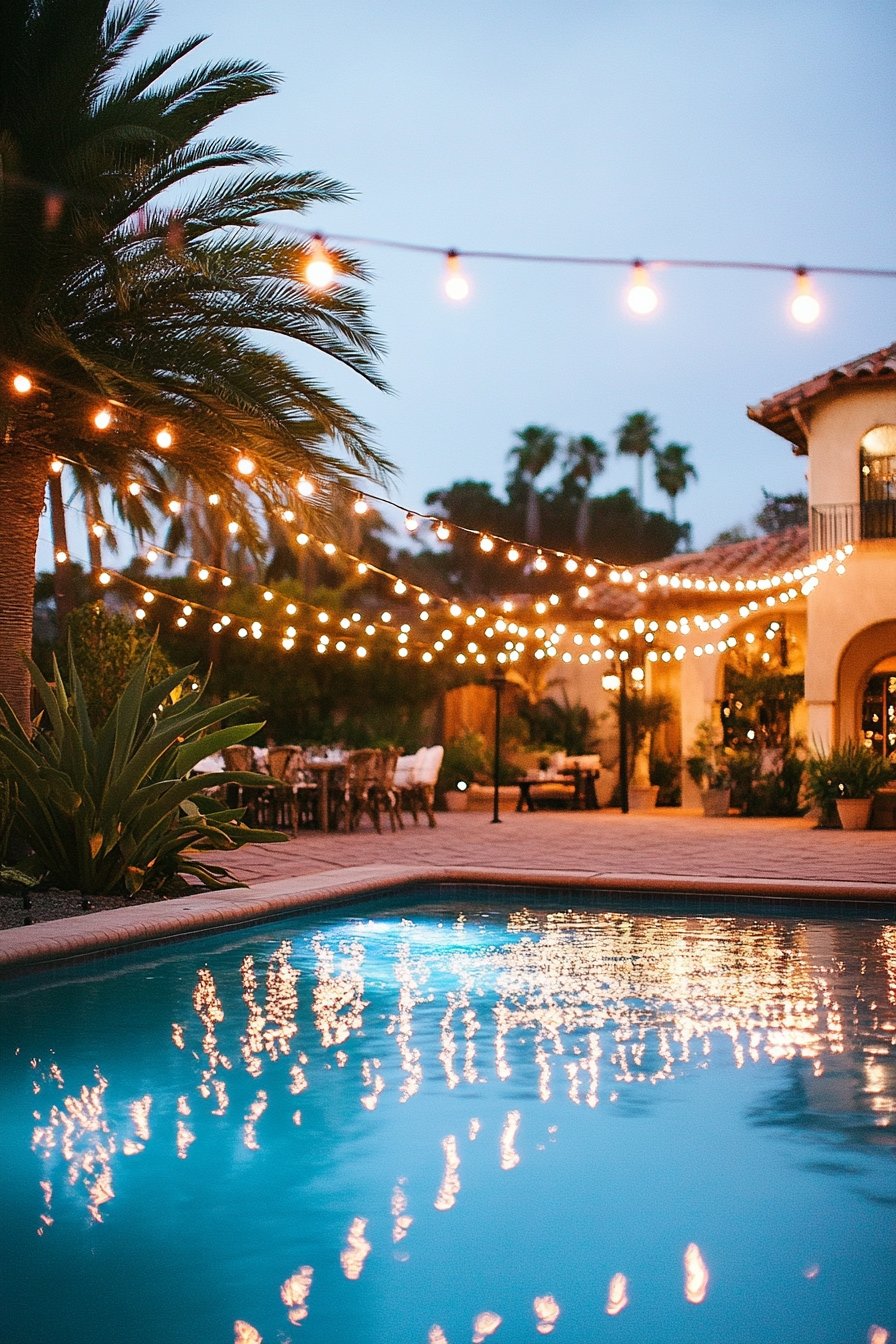 Enchant Your Poolside Evenings with String Lights