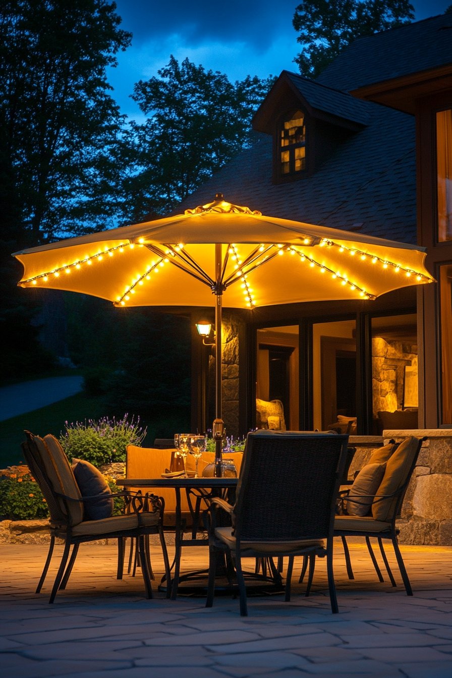 Enchanting Patio Umbrella Glow Best Outdoor String Lighting Ideas