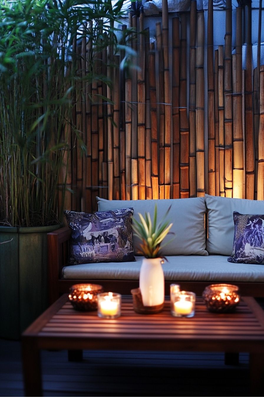 Enhance Balcony Privacy with Bamboo Panels and Greenery