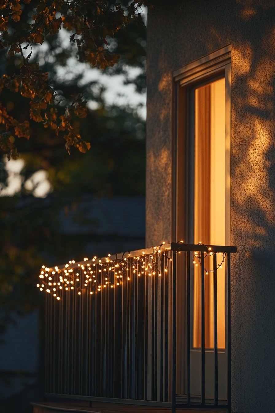 Enhance Your Balcony Railings with Twinkling String Lights