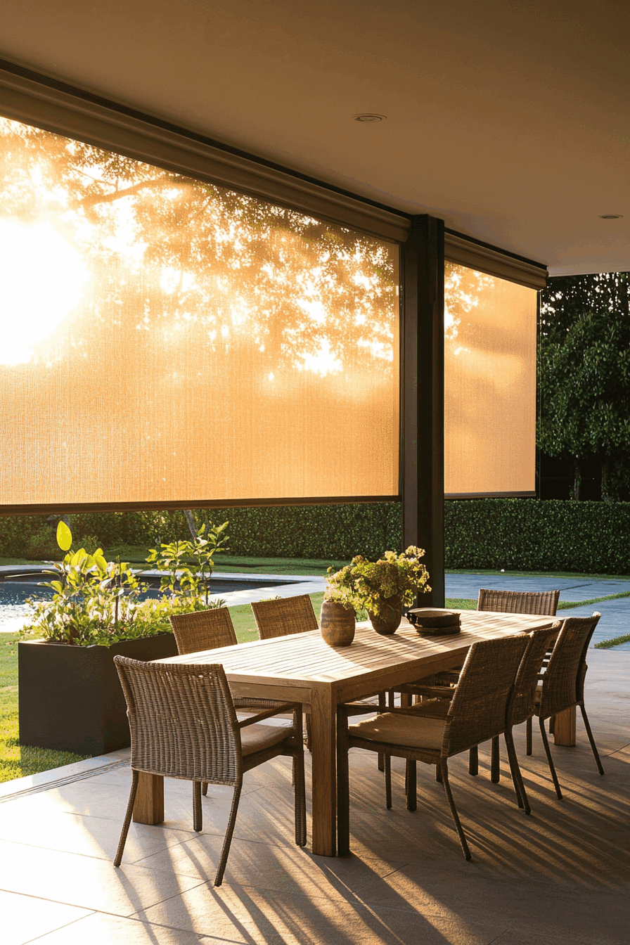 Golden Glow Patio with Retractable Shades