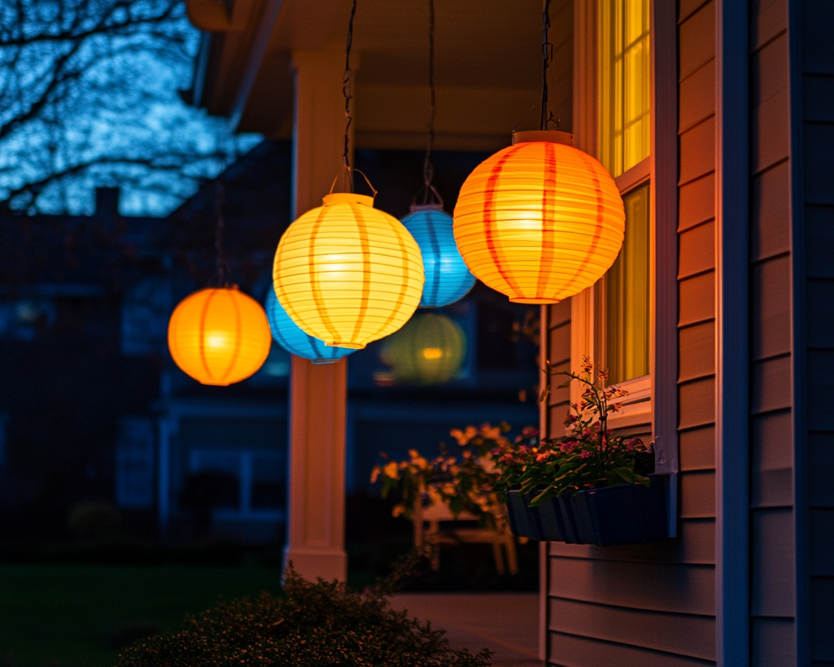 Hang Colorful Paper Lanterns for a Festive Porch Ambiance